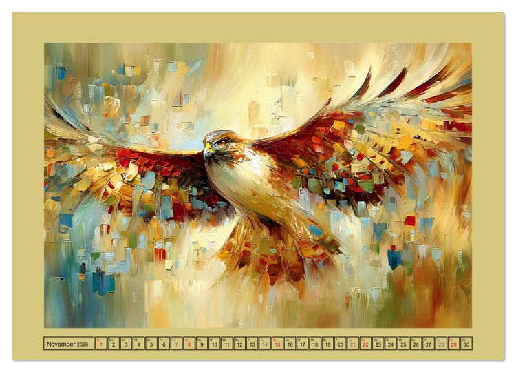 Produktbild: Majest&auml;ten der L&uuml;fte. Raubv&ouml;gel zwischen Himmel und Kunst (Wandkalender 2026 DIN A2 quer), CALVENDO Monatskalender