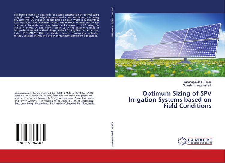 Produktbild: Optimum Sizing of SPV Irrigation Systems based on Field Conditions