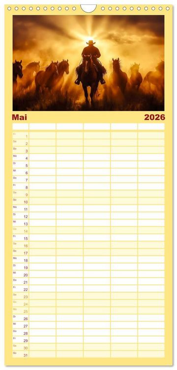 Produktbild: Familienplaner 2026 - Westernwelt mit 5 Spalten (Wandkalender, 21 x 45 cm) CALVENDO