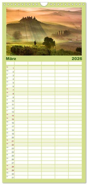 Produktbild: Familienplaner 2026 - Traumziel Toskana mit 5 Spalten (Wandkalender, 21 x 45 cm) CALVENDO