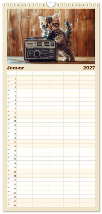 Produktbild: Familienplaner 2027 - Miau-sikalische Momente mit 5 Spalten (Wandkalender, 21 x 45 cm) CALVENDO