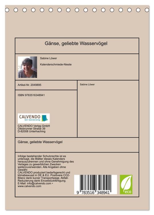 Produktbild: G&auml;nse, geliebte Wasserv&ouml;gel (Tischkalender 2026 DIN A5 hoch), CALVENDO Monatskalender