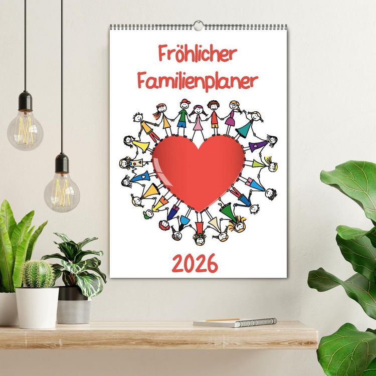 Produktbild: Fr&ouml;hlicher Familienplaner (Wandkalender 2026 DIN A2 hoch), CALVENDO Monatskalender