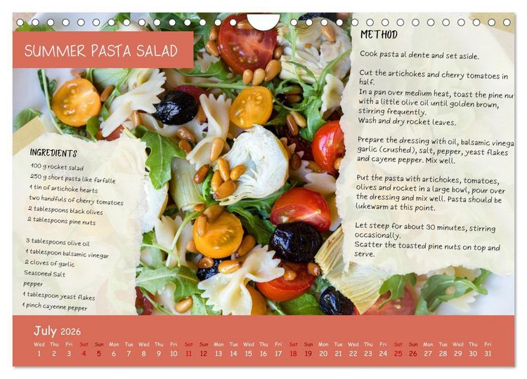 Produktbild: indulge plant-based - irresistibly delicious, vegan recipes for the year (Wall Calendar 2026 DIN A4 landscape), CALVENDO 12 Month Wall Calendar