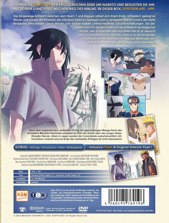 Produktbild: Naruto Shippuden - Staffel 24: Sasuke und Naruto (Folgen 690-699) [2 DVDs]