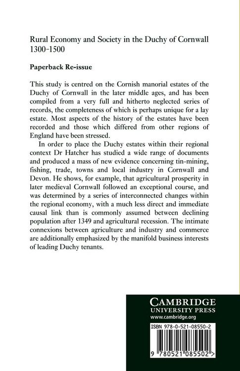 Produktbild: Rural Economy and Society in the Duchy of Cornwall 1300 1500