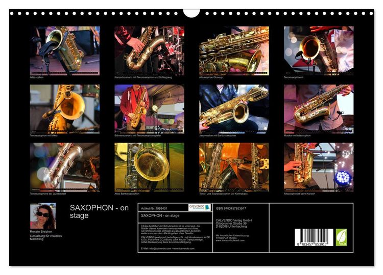 Produktbild: SAXOPHON - on stage (Wandkalender 2026 DIN A3 quer), CALVENDO Monatskalender