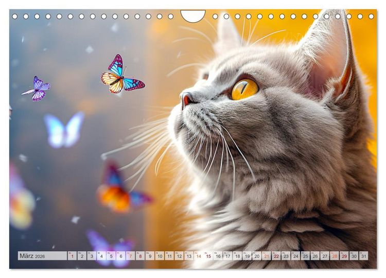 Produktbild: Die Katze und der Schmetterling (Wandkalender 2026 DIN A4 quer), CALVENDO Monatskalender