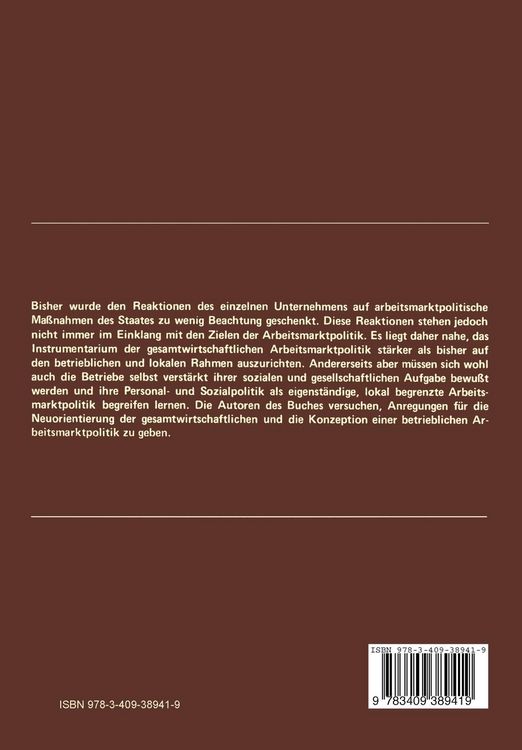 Produktbild: Betrieb und Arbeitsmarkt