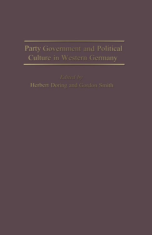 Produktbild: Party Government and Political Culture in Western Germany