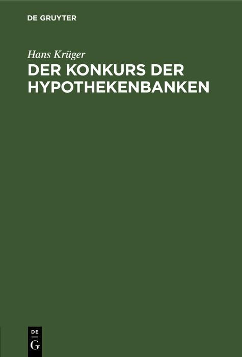 Produktbild: Der Konkurs der Hypothekenbanken