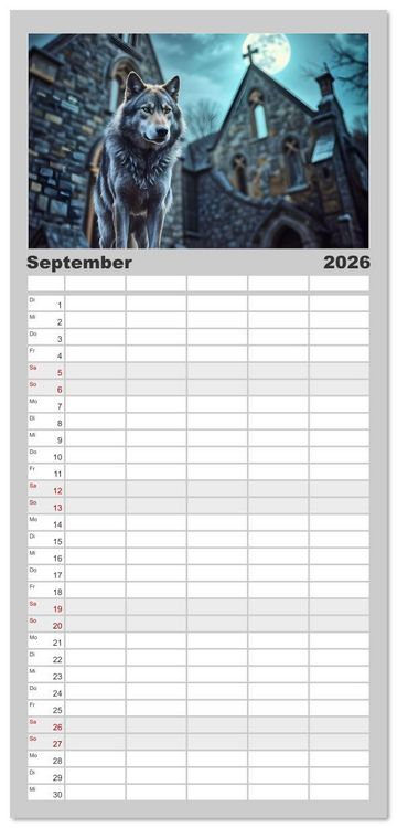 Produktbild: Familienplaner 2026 - Schattenkuss - Tiere in den Armen der Nacht mit 5 Spalten (Wandkalender, 21 x 45 cm) CALVENDO