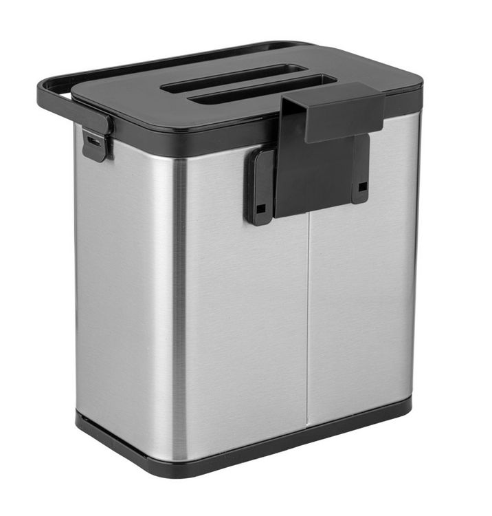 Produktbild: Abfallsammler Mod. Colin 3L, silber matt/schwarz, Edelstahl/Kunststoff, mit Anti-Fingerprint-Finish