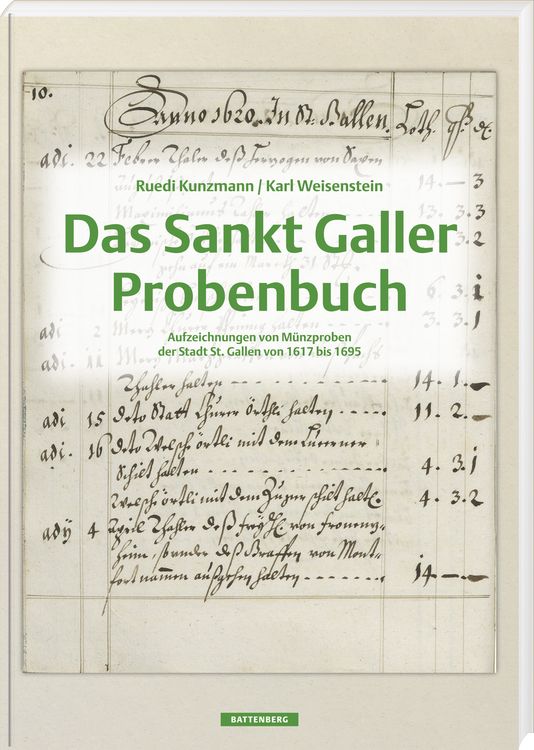 Produktbild: Das Sankt Galler Probenbuch. Aufzeichnungen von M&uuml;nzproben der Stadt St. Gallen von 1617 bis 1695, 1. Auflage 2024