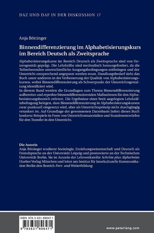 Produktbild: Binnendifferenzierung im Alphabetisierungskurs im Bereich Deutsch als Zweitsprache