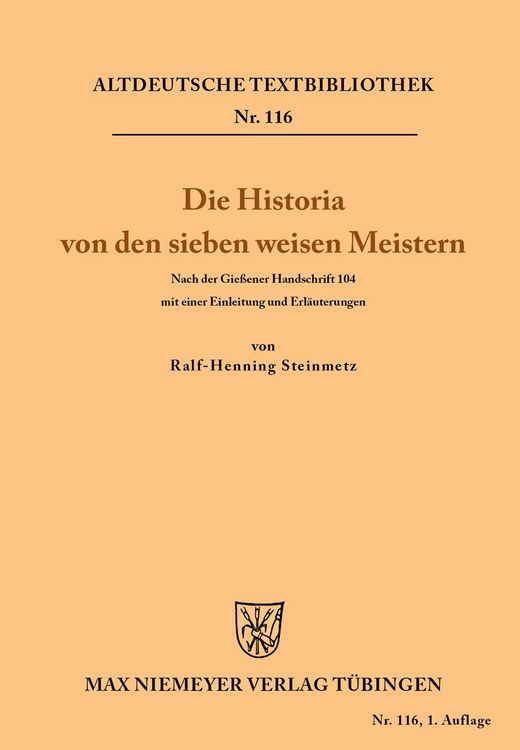 Produktbild: Die Historia von den sieben weisen Meistern und dem Kaiser Diocletianus