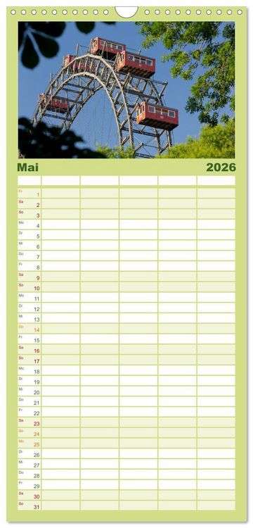 Produktbild: Familienplaner 2026 - Traumhaftes Wien mit 5 Spalten (Wandkalender, 21 x 45 cm) CALVENDO