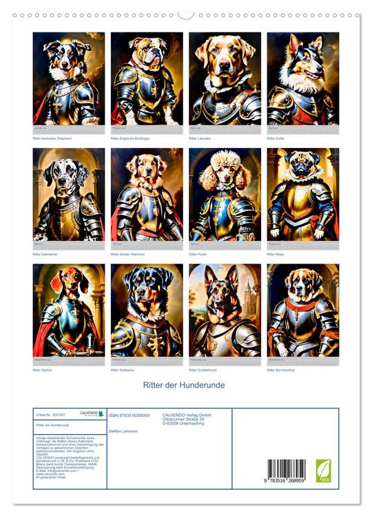Produktbild: Ritter der Hunderunde (hochwertiger Premium Wandkalender 2026 DIN A2 hoch), Kunstdruck in Hochglanz