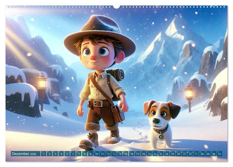 Produktbild: Max und Buddy: Entdecker des Verborgenen (Wandkalender 2026 DIN A2 quer), CALVENDO Monatskalender