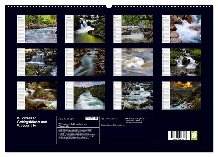 Produktbild: Wildwasser. Gebirgsb&auml;che und Wasserf&auml;lle (hochwertiger Premium Wandkalender 2026 DIN A2 quer), Kunstdruck in Hochglanz