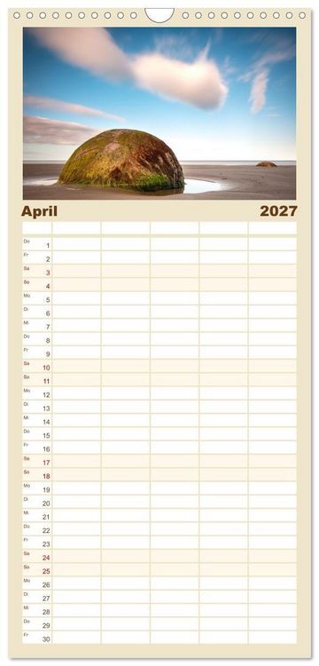 Produktbild: Familienplaner 2027 - Nat&uuml;rlich Neuseeland mit 5 Spalten (Wandkalender, 21 x 45 cm) CALVENDO