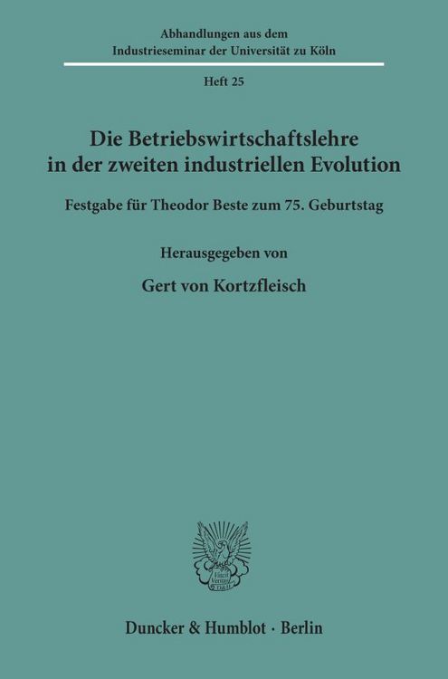Produktbild: Die Betriebswirtschaftslehre in der zweiten industriellen Evolution.