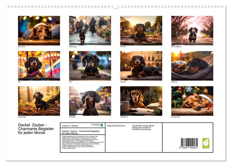 Produktbild: Dackel Zauber - Charmante Begleiter f&uuml;r jeden Monat (hochwertiger Premium Wandkalender 2026 DIN A2 quer), Kunstdruck in Hochglanz