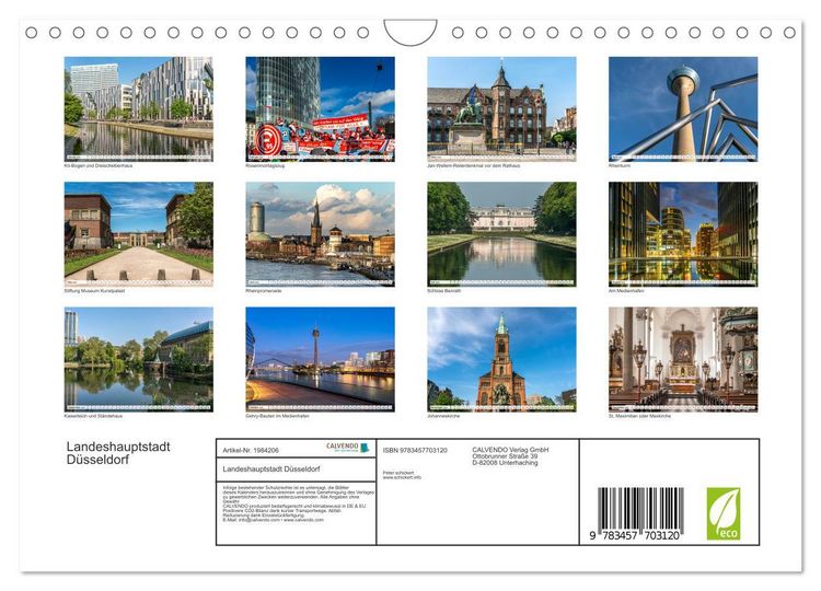 Produktbild: Landeshauptstadt D&uuml;sseldorf (Wandkalender 2026 DIN A4 quer), CALVENDO Monatskalender