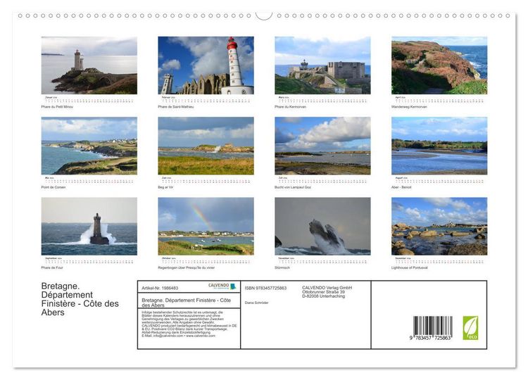 Produktbild: Bretagne. D&eacute;partement Finist&egrave;re - C&ocirc;te des Abers (hochwertiger Premium Wandkalender 2026 DIN A2 quer), Kunstdruck in Hochglanz