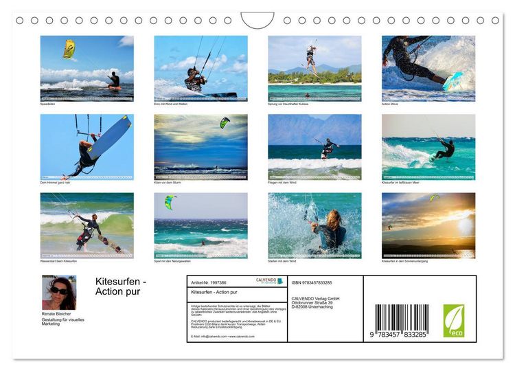Produktbild: Kitesurfen - Action pur (Wandkalender 2026 DIN A4 quer), CALVENDO Monatskalender