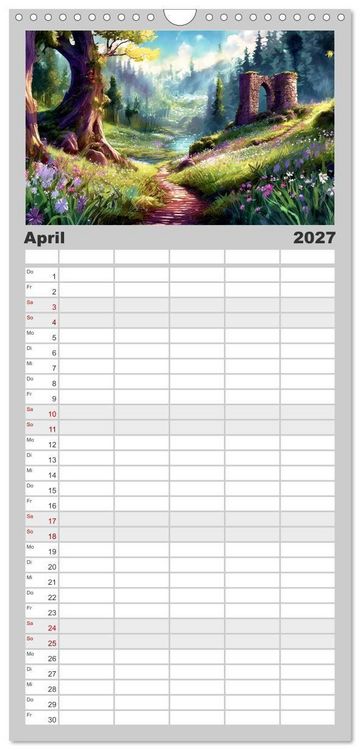 Produktbild: Familienplaner 2027 - Landschaften im Jahreskreis mit 5 Spalten (Wandkalender, 21 x 45 cm) CALVENDO