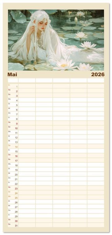 Produktbild: Familienplaner 2026 - Verspieltheit und Harmonie mit 5 Spalten (Wandkalender, 21 x 45 cm) CALVENDO