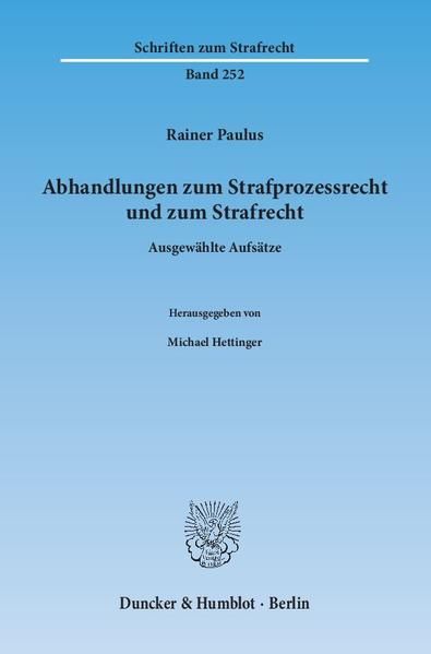 Produktbild: Abhandlungen zum Strafprozessrecht und zum Strafrecht.