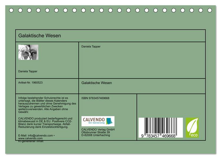 Produktbild: Galaktische Wesen (Tischkalender 2026 DIN A5 quer), CALVENDO Monatskalender