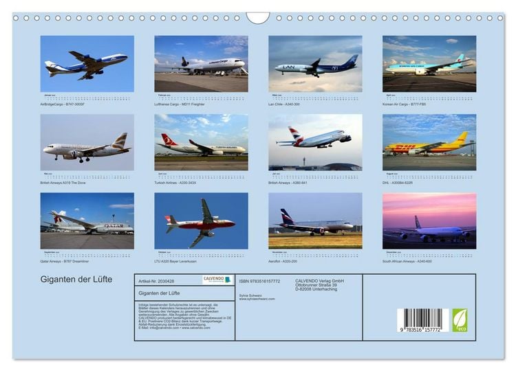 Produktbild: Giganten der L&uuml;fte (Wandkalender 2026 DIN A3 quer), CALVENDO Monatskalender