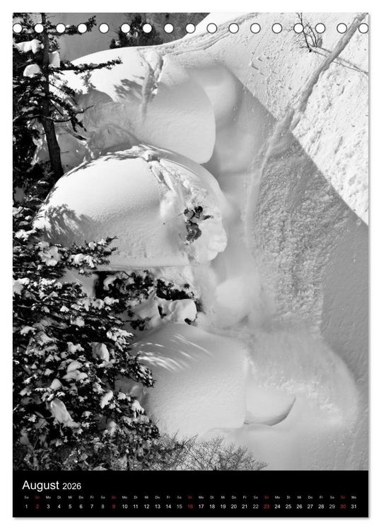 Produktbild: Monochrome Ski (Tischkalender 2026 DIN A5 hoch), CALVENDO Monatskalender