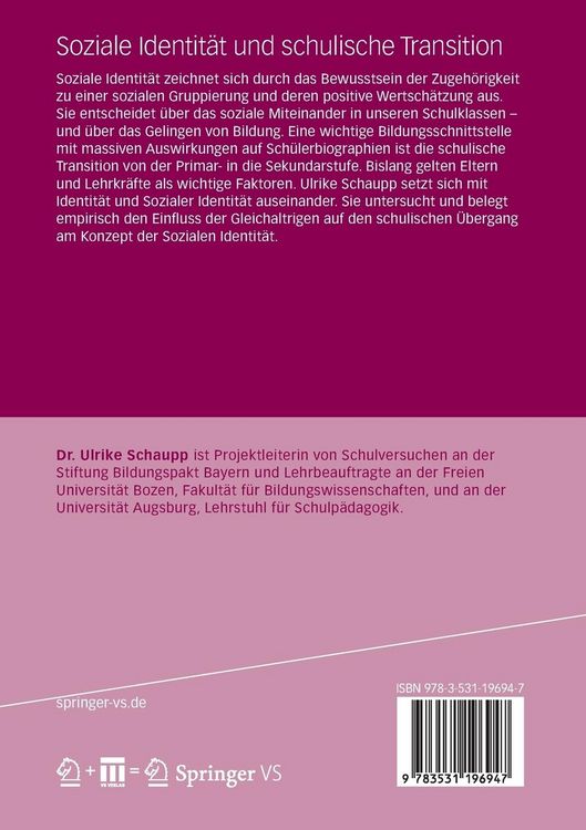 Produktbild: Soziale Identit&auml;t und schulische Transition