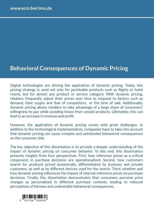 Produktbild: Behavioral Consequences of Dynamic Pricing