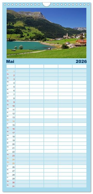 Produktbild: Familienplaner 2026 - Vinschgau - Die Sonnenseite S&uuml;dtirols mit 5 Spalten (Wandkalender, 21 x 45 cm) CALVENDO