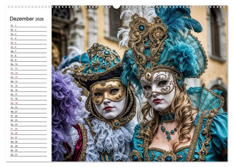 Produktbild: M&auml;rchenhafte Maskerade KI - Karnevalserlebnis in Venedig (Wandkalender 2026 DIN A2 quer), CALVENDO Monatskalender