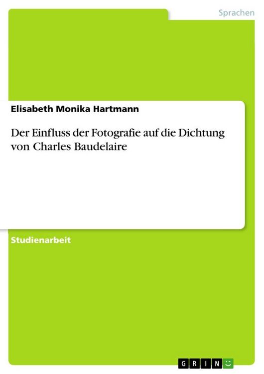 Produktbild: Der Einfluss der Fotografie auf die Dichtung von Charles Baudelaire
