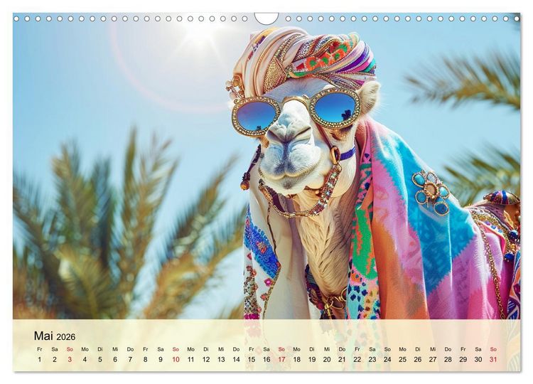Produktbild: Modische Kamele in der W&uuml;ste. Extravagante Highlights (Wandkalender 2026 DIN A3 quer), CALVENDO Monatskalender