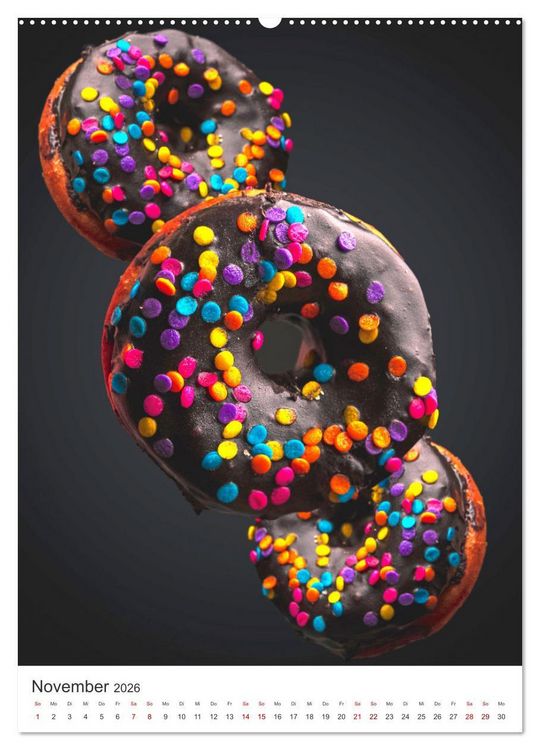 Produktbild: Donuts - Die runden Gaumenfreuden. (Wandkalender 2026 DIN A2 hoch), CALVENDO Monatskalender