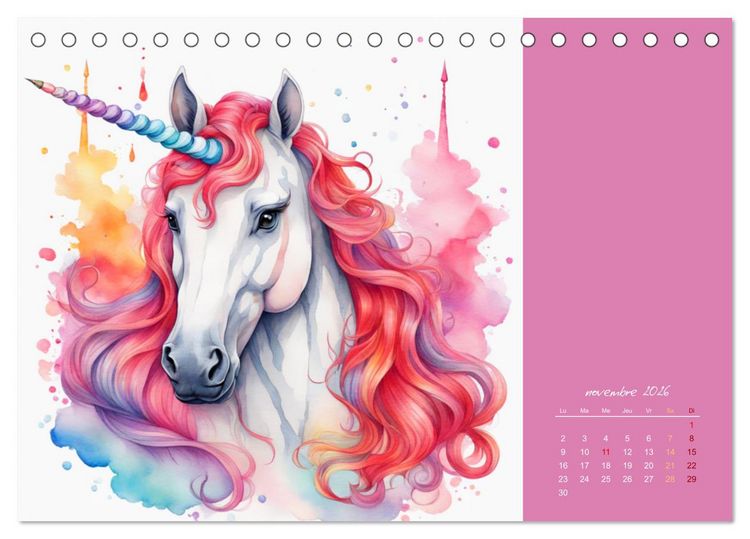 Produktbild: Les licornes (Calendrier de bureau 2026 DIN A5 vertical), CALVENDO calendrier mensuel