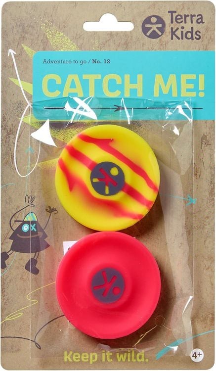 Produktbild: HABA 2013659001 - Terra Kids, Catch Me! Pocket-Frisbee/Mini-Frisbee, pink/gelb, 2er-Set, Adventure to go/No.12