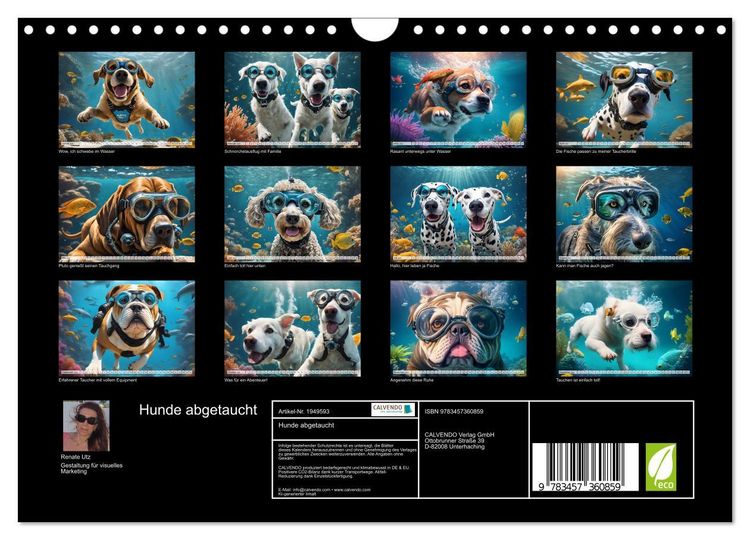 Produktbild: Hunde abgetaucht (Wandkalender 2026 DIN A4 quer), CALVENDO Monatskalender