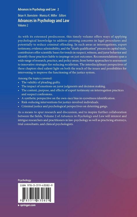 Produktbild: Advances in Psychology and Law