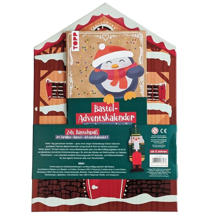 Produktbild: Bastel-Adventskalender f&uuml;r die ganze Familie - Dein kreativer DIY-Adventskalender mit 24 T&uuml;rchen voller Bastel- und Besch&auml;ftigungsideen