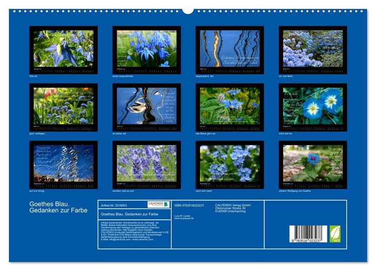 Produktbild: Goethes Blau. Gedanken zur Farbe (hochwertiger Premium Wandkalender 2026 DIN A2 quer), Kunstdruck in Hochglanz