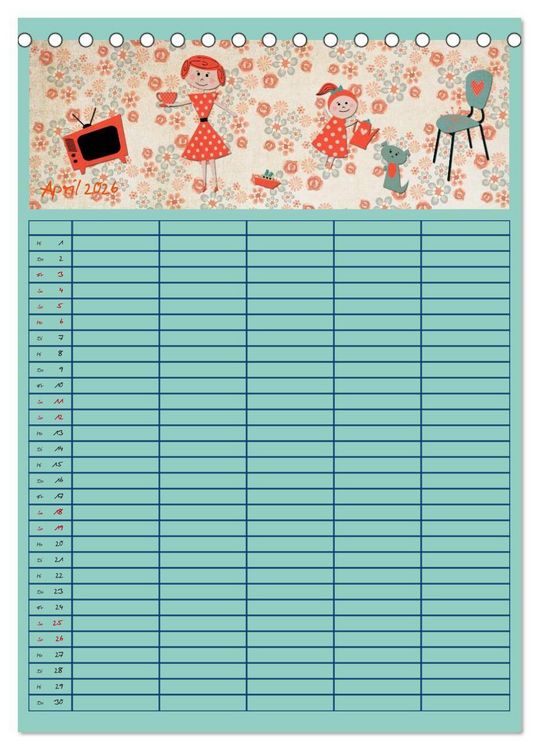 Produktbild: Unser buntes Familienleben (Tischkalender 2026 DIN A5 hoch), CALVENDO Monatskalender
